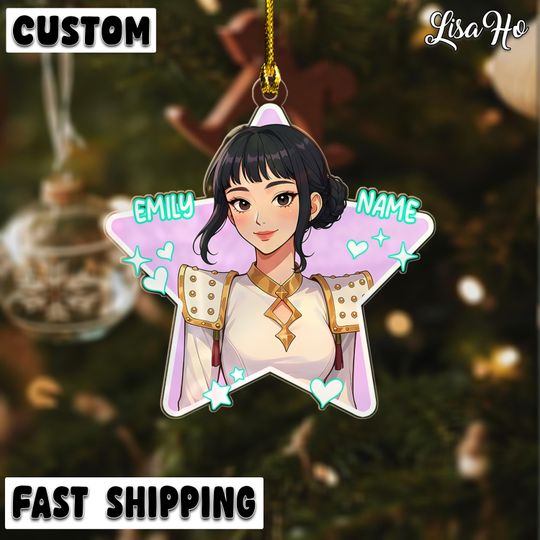 Discover Personalized Name Huntrix Zoey Christmas Ornament, Custom Kpop Demon Hunter Ornament, Custom KPDH Christmas Ornament, Saja Boys Ornament