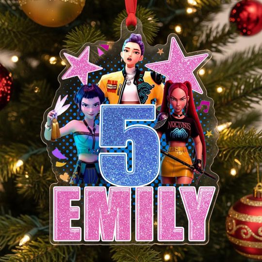 Discover Personalized Huntrix Christmas Acrylic Ornament,Custom Kpop Demon Hunter Ornament,Decor Gift for Demon Hunter Fan,Huntrix Christmas Ornament