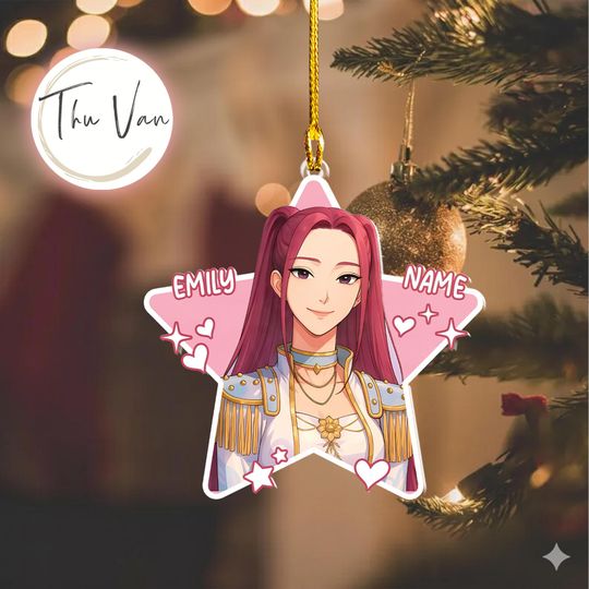Discover Personalized Name Huntrix Mira Christmas Ornament, Custom Kpop Demon Hunter Ornament, Custom KPDH Christmas Ornament, Kpop Fans Gift