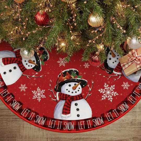 Discover Colorlife Let It Snow Snowman Christmas Tree Skirt Indoor Outdoor Holiday Decoration