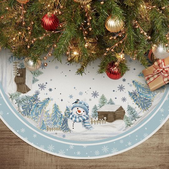 Discover Snowflake Snowman Cardinal Christmas Tree Skirt Winter Holiday Tree Mat
