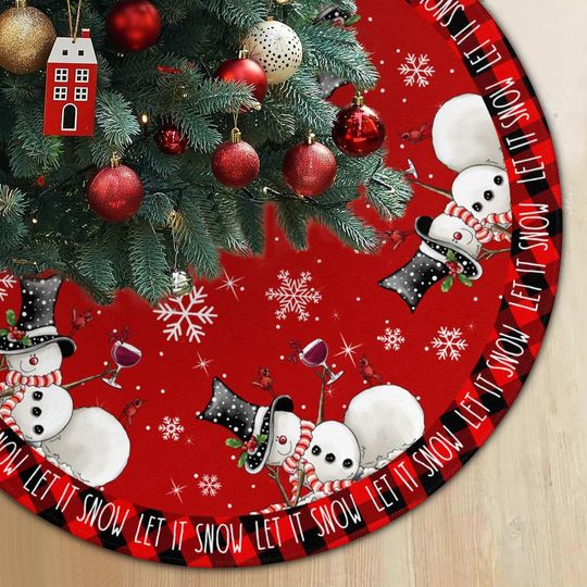 Discover Snowman Snowflake Christmas Tree Skirt Holiday Decor Winter Rustic Tree Mat for Indoor Home Christmas Party