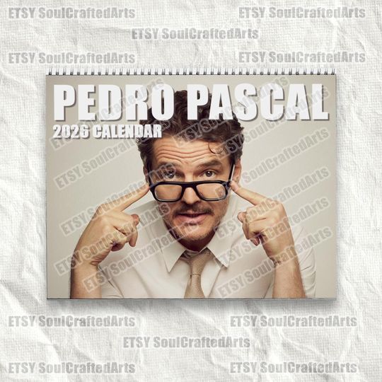Pedro Pascal 2026 Calendar, Funny Celebrity Wall Planner, Pedro Pascal Fan Gift for Her, Celebrity Crush Merch, Holiday Gift Idea