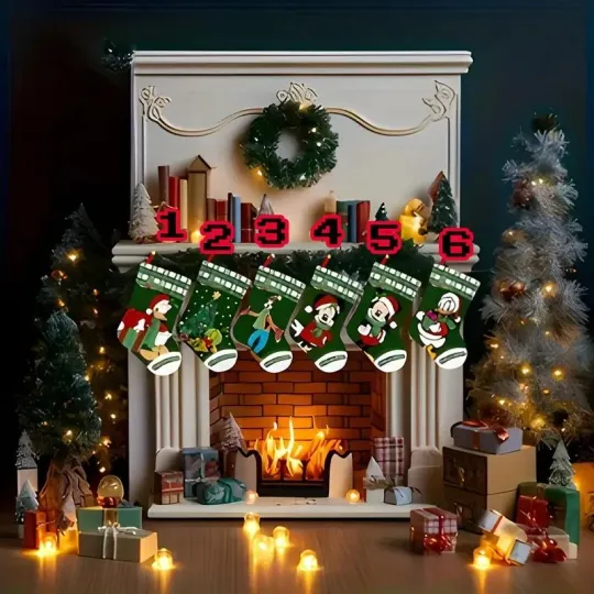 Discover Mickey & Friends Happy Holidays Christmas Decor Gift Festive Winter Stocking