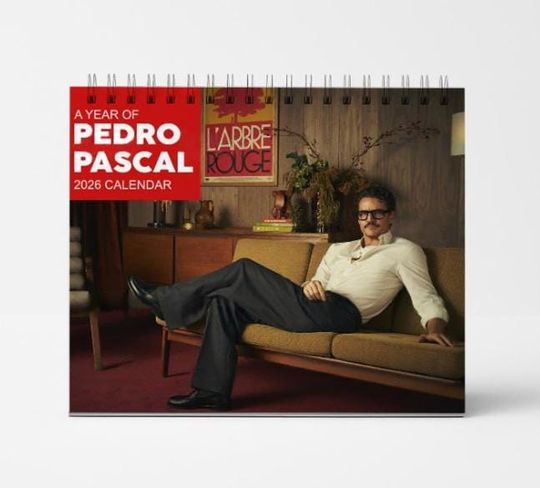 Pedro Pascal 2026 Calendar, Funny Celebrity Wall Planner, Pedro Pascal Fan Gift for Her, Celebrity Crush Merch, Holiday Gift Idea