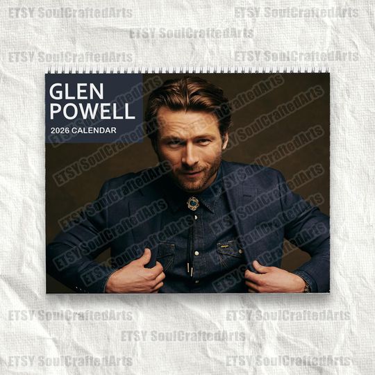 Discover 2026 Glen Powell Calendar, Celebrity Wall Calendar 2026, Twisters Movie Star Gift, Glen Powell Merchandise, Holiday Gift For Fans