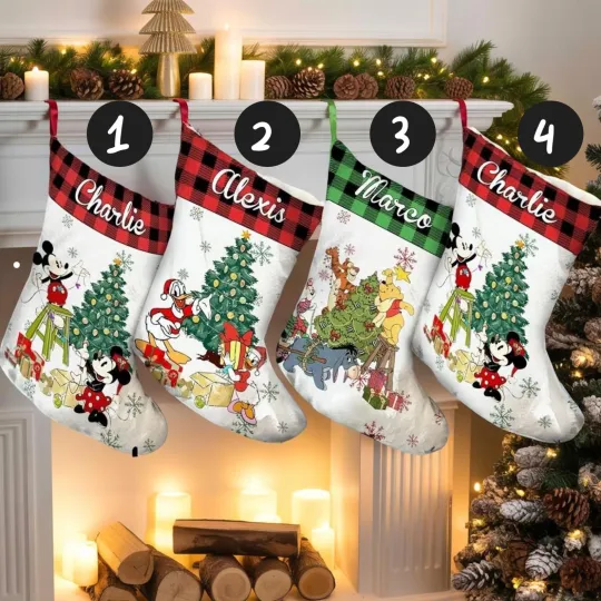 Discover Personalized Mickey & Friends Winnie The Pooh Decor Pine Tree Xmas Stocking