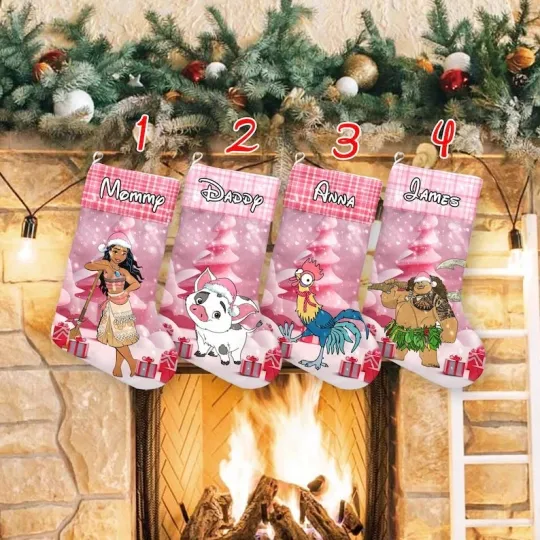 Discover Personalized Moana & Friends Merry And Bright Christmas Stocking