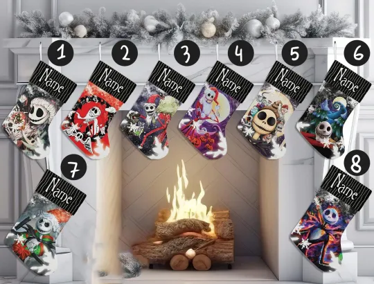 Personalized Nightmare Before Christmas Jack Skellington Festive Xmas Stocking