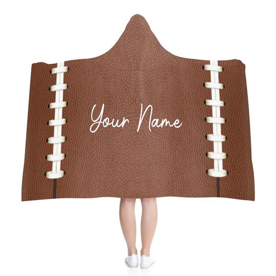 Discover Personalized American Football Hooded Blanket Wearable Blanket Hoodie for Rugby Player Gift