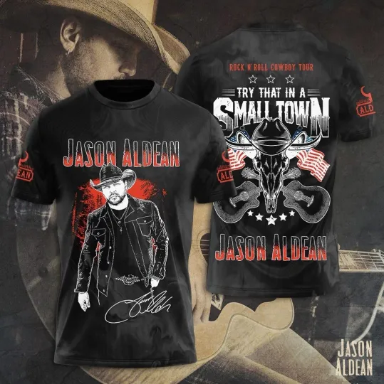Jason Aldean Rock N'Roll Cowboy 3D Shirt Unisex