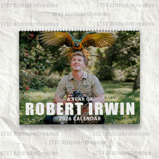 Discover Robert Irwin 2026 Wall Calendar and Planner, Celebrity Crush Fan Gift for Her, Animal Lover Gift, Funny Holiday Calendar Merch