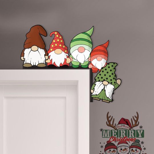 Discover Christmas Gnome Door Corner Sign, Cute Holiday Gnome Decor, Festive Door Frame Decor, Scandinavian Door Art Gift, Holiday Door Decor