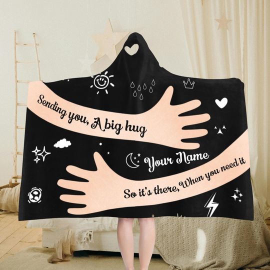 Discover Custom Hooded Blanket with Name Monogram Wearable Hoodie Large Hug