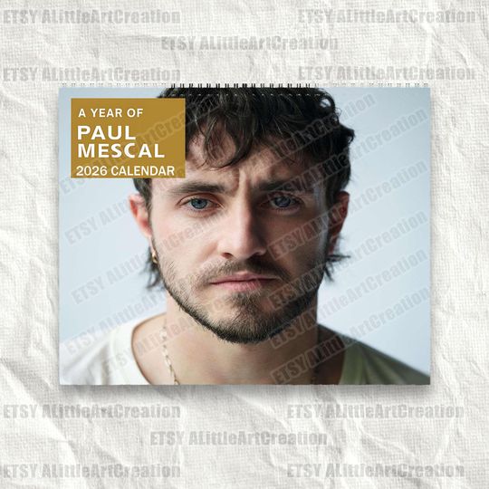 Paul Mescal 2026 Wall Calendar Planner, Unique Holiday Gift, Fan Gift, New Year Gift, Paul Mescal Celebrity Merch, Celebrity Crush Merch