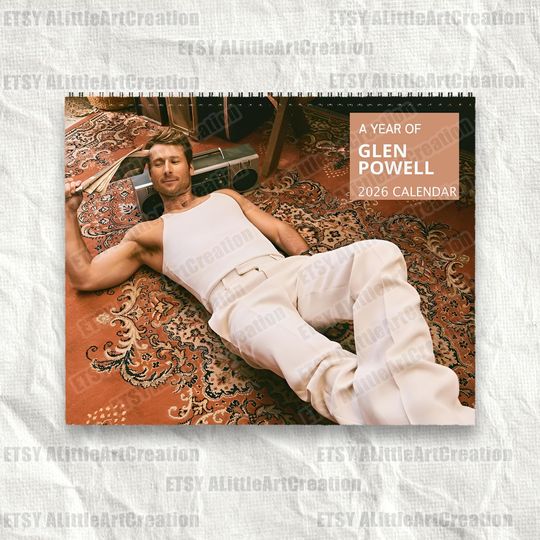 Discover Glen Powell 2026 Wall Calendar, Celebrity 2026 Calendar, Funny Twisters Gift, Glen Powell Fan Calendar, Home Office Decor, Gift For Friend