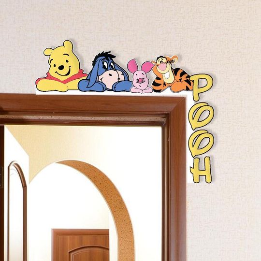 Discover Winnie the Pooh Inspired Metal Door Corner - Cute Christmas Door Frame Decor - Pooh, Piglet, Eeyore & Tigger Door Decor - Holiday Home Decor