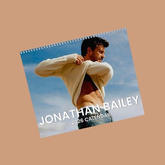 Jonathan Bailey 2026 Calendar, Funny Celebrity Wall Planner, Actor Fan Gift for Her, Celebrity Crush Merch, New Year Holiday Gift