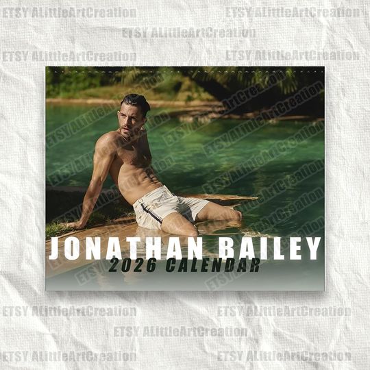 Jonathan Bailey 2026 Calendar, Funny Celebrity Wall Planner, Actor Fan Gift for Her, Celebrity Crush Merch, New Year Holiday Gift