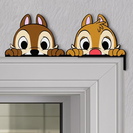Discover Cute Peekaboo Chip N Dale Door Corner Sign, Disney Chipmunk Brothers Peeking Peeker Door Sign, Cute Disney Home Decor, Kid Room Decoration