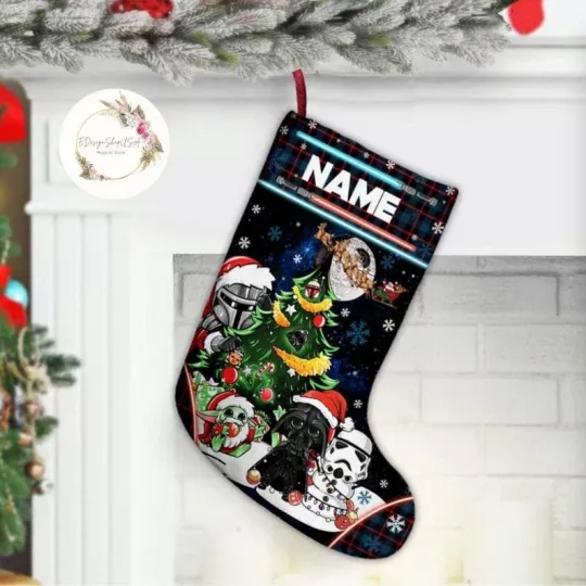 Discover Personalized Star Wars Galaxy's Edge Christmas Gift Merry & Bright Stocking