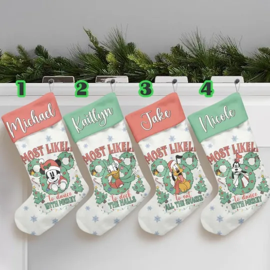 Discover Personalized Mickey & Friends Most Likely To Dance Mickey Xmas Wreath Stocking