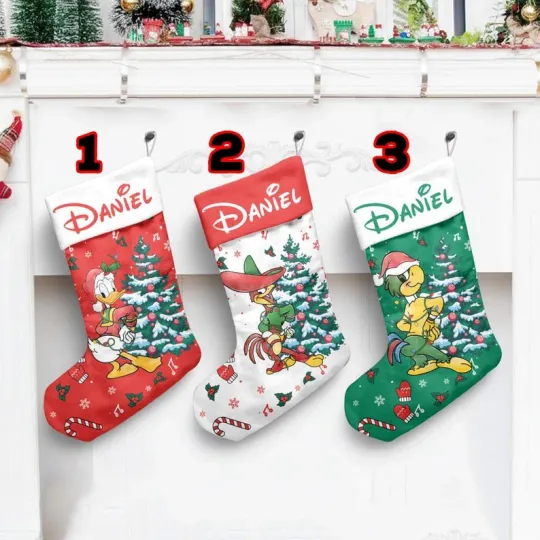 Custom The Three Caballeros Group Feliz Navidad Christmas Stocking