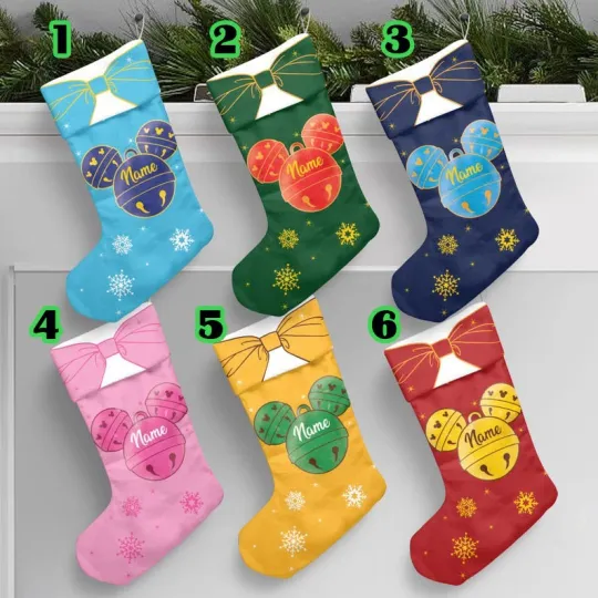 Discover Personalized Mickey Head Jingle Bells Holly Christmas Berry Vibes Stocking