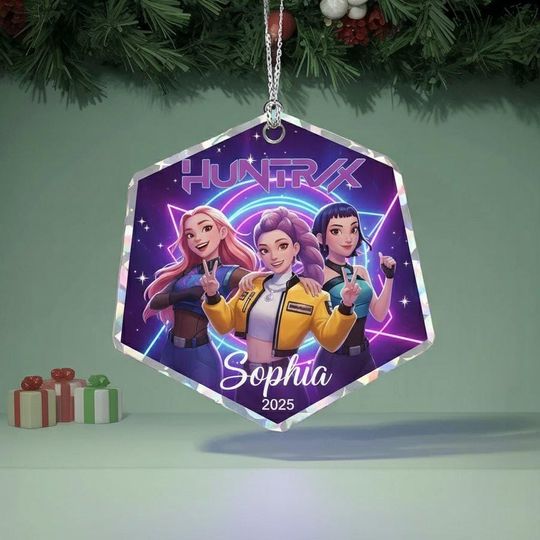 Discover Personalized Kpop Demon Hunters Ornament, Custom Huntrix Christmas Ornament