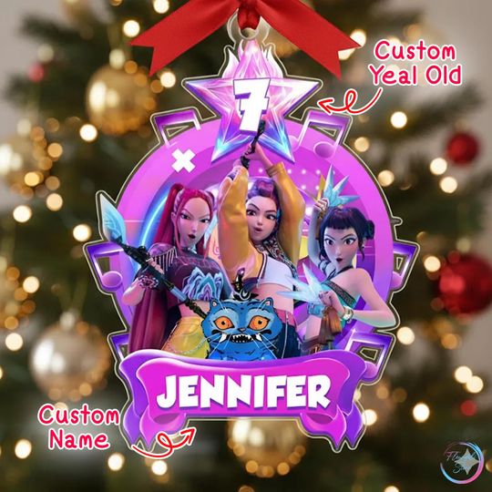 Discover Personalized Huntrix  Acrylic Ornament, Custom Name K-pop Christmas Ornament