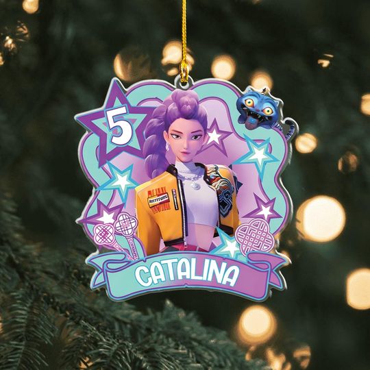 Discover Personalized Name KPOP Demon Hunter Christmas Ornament, Custom Kpop Demon Hunter Ornament