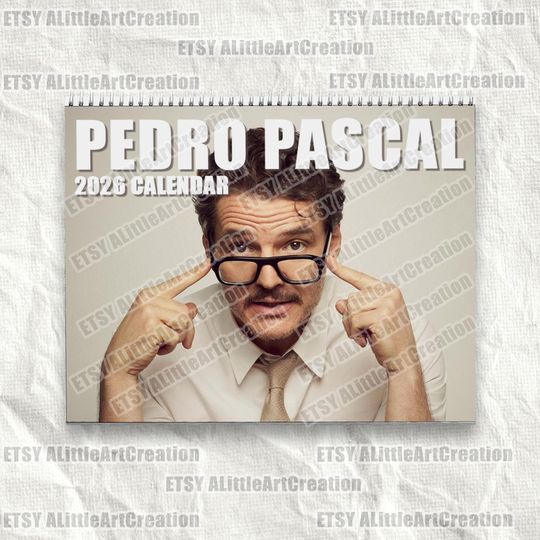 Pedro Pascal 2026 Wall Calendar, Celebrity Planner for Fans, Funny Gift for Her, Pedro Pascal Fan Merch, Holiday Celebrity Gift