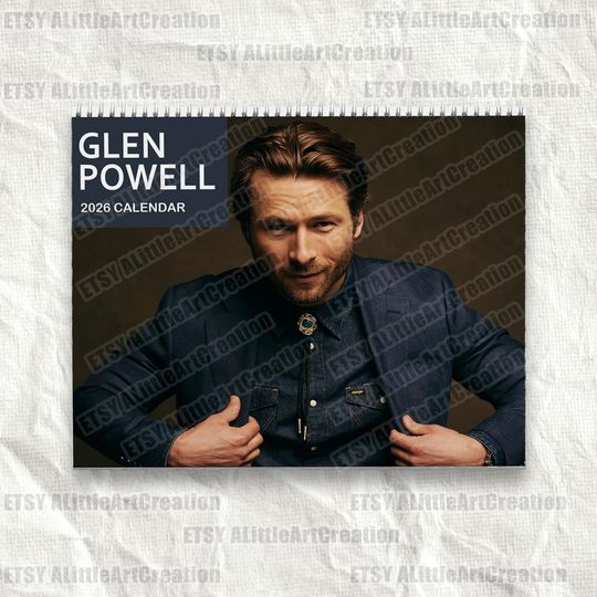 Discover Glen Powell 2026 Wall Calendar, Celebrity 2026 Calendar, Funny Twisters Gift, Glen Powell Fan Calendar, Home Office Decor, Gift For Friend