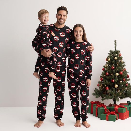 Superhero Family Pajama Set with Santa Hero Long PJs for Kids and Adults, Matching Christmas Sleepwear