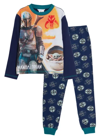 Discover Boys Mandalorian Pyjamas Kids Star Wars Baby Yoda Full Length Pjs Set Nightwear