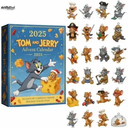 Classic Cartoon Inspired 2025 2D Acrylic Tom and Jerry Advent Calendar 24-Day Holiday