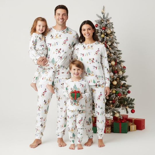 Discover Disney Mickey and Friends Christmas Pajamas Set, Holiday Matching Family Sleepwear