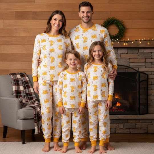 Lion King Simba Christmas Pajama Set for Adults and Family Holiday Sleepwear