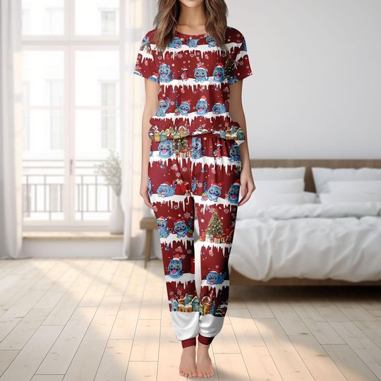 Discover Derpy Tiger Christmas T-Shirt and Pants Set, Cute Holiday Outfit, Cozy Christmas Loungewear, Festive Gift for Him Her, Christmas Gift