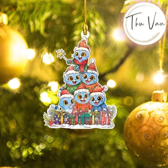 Cute Derpy Tiger Christmas Tree Ornament, Kpop Demon Hunters Christmas Ornament