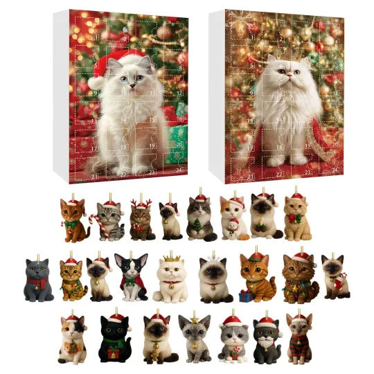Discover Cat Ornament Christmas Advent 24 Days 2D Acrylic Decoration Cat Ornament