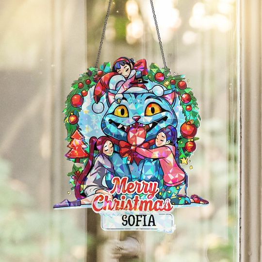 Discover Personalized Stained Glass Christmas HUNTRIX Ornaments for Christmas Tree Suncatcher