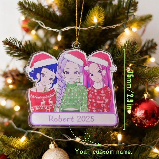 Discover Custom Name+Year Kpop Demon Hunter Christmas Ornament, Personalised Acrylic K-Pop Demon Christmas Bauble Tree Decoration, Children's gifts