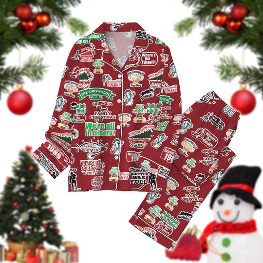 Shitters Full Christmas Pajamas Set, National Lampoon's Christmas Vacation, Clark Griswold Family Holiday Sleepwear
