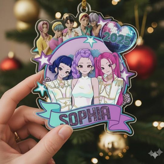 Discover K-Pop Demon Hunters Custom Christmas Ornament, Huntrix Kpop Christmas Gift for Girl