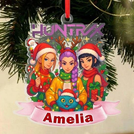 Discover Personalized Huntrix Christmas Ornament, Custom Kpop Demon Hunter Ornament