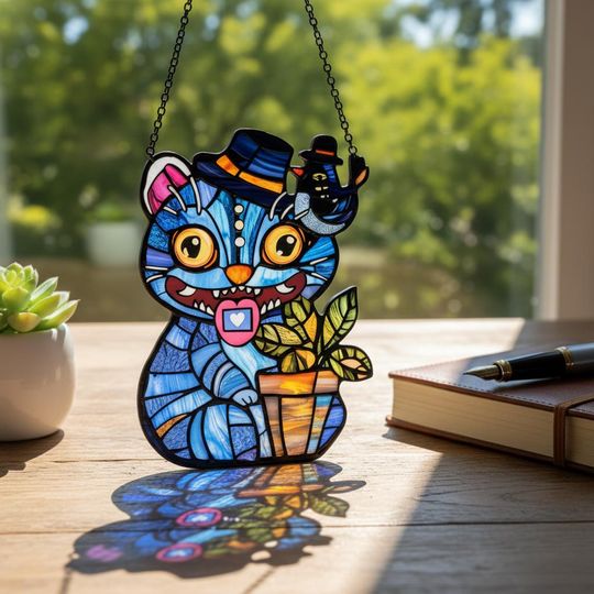 Cute Demon Hunter Tiger Resin Suncatcher, Derpy Tiger and Bird Ornament, Demon Hunter Tiger