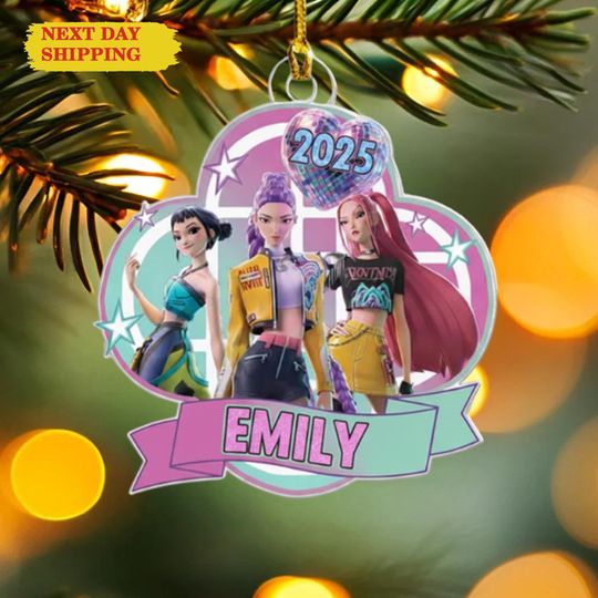 Discover Personalized Kpop Demon Hunters Ornament, Huntrix Christmas Ornament