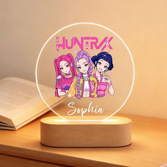 Discover Personalised Kpop Demon Hunters Night Light with Name, Kpop Demon Hunters Merch