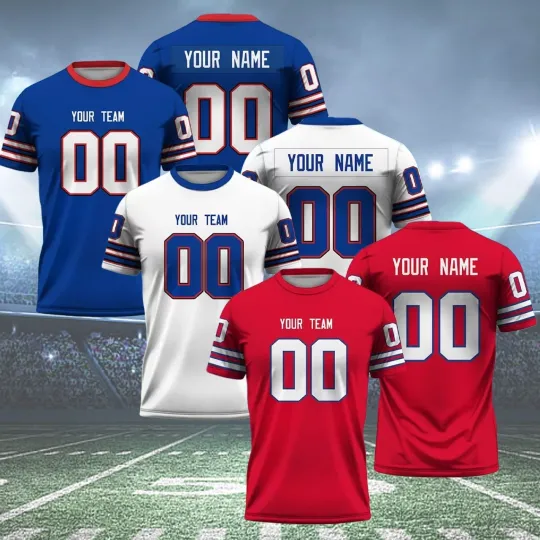 Discover Personalized Buffalo Name & Number AOP Football Gift 3D Printed T-shirt